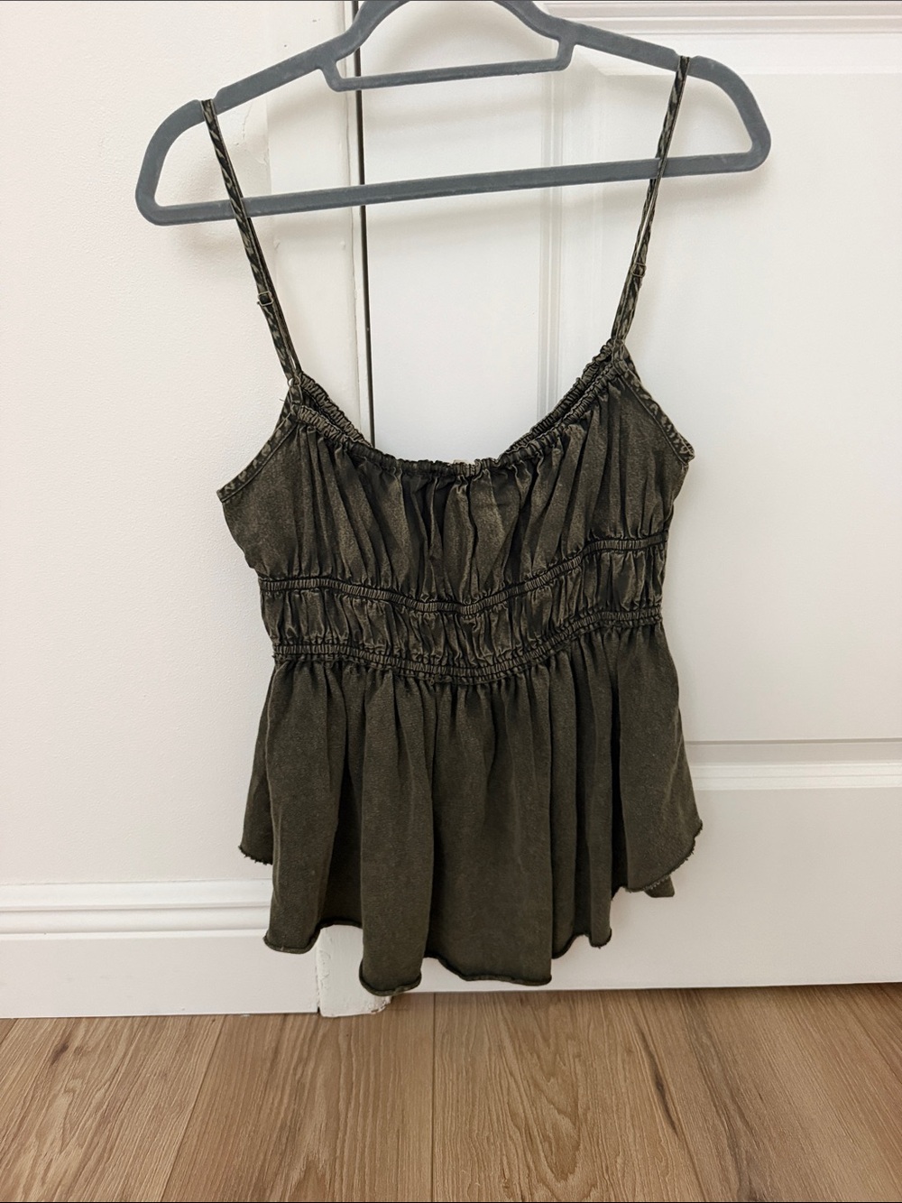 We The Free Olive Green Smocked Drawstring Tank - Picture 3 of 3